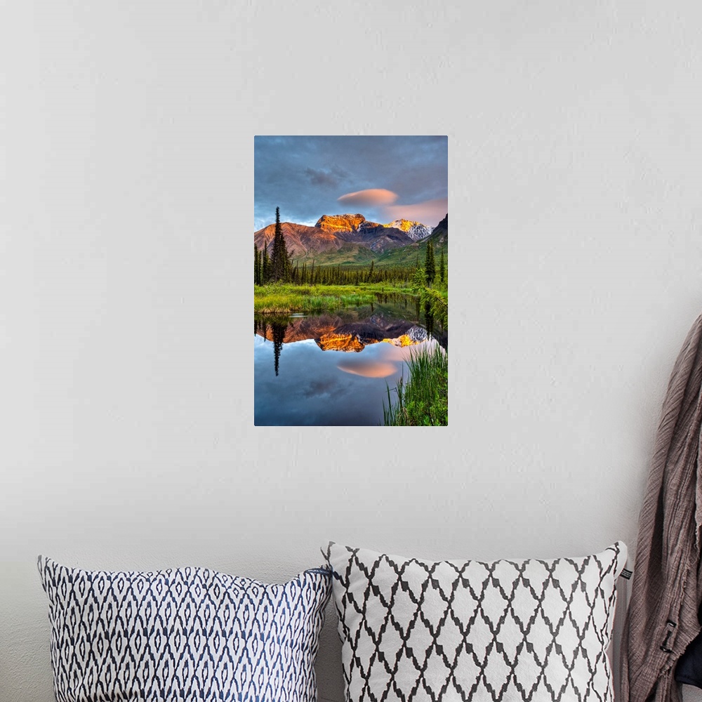 A bohemian room featuring Reflection Of Skookum Volcano In A Pond, Wrangell St. Ellias National Park, Alaska