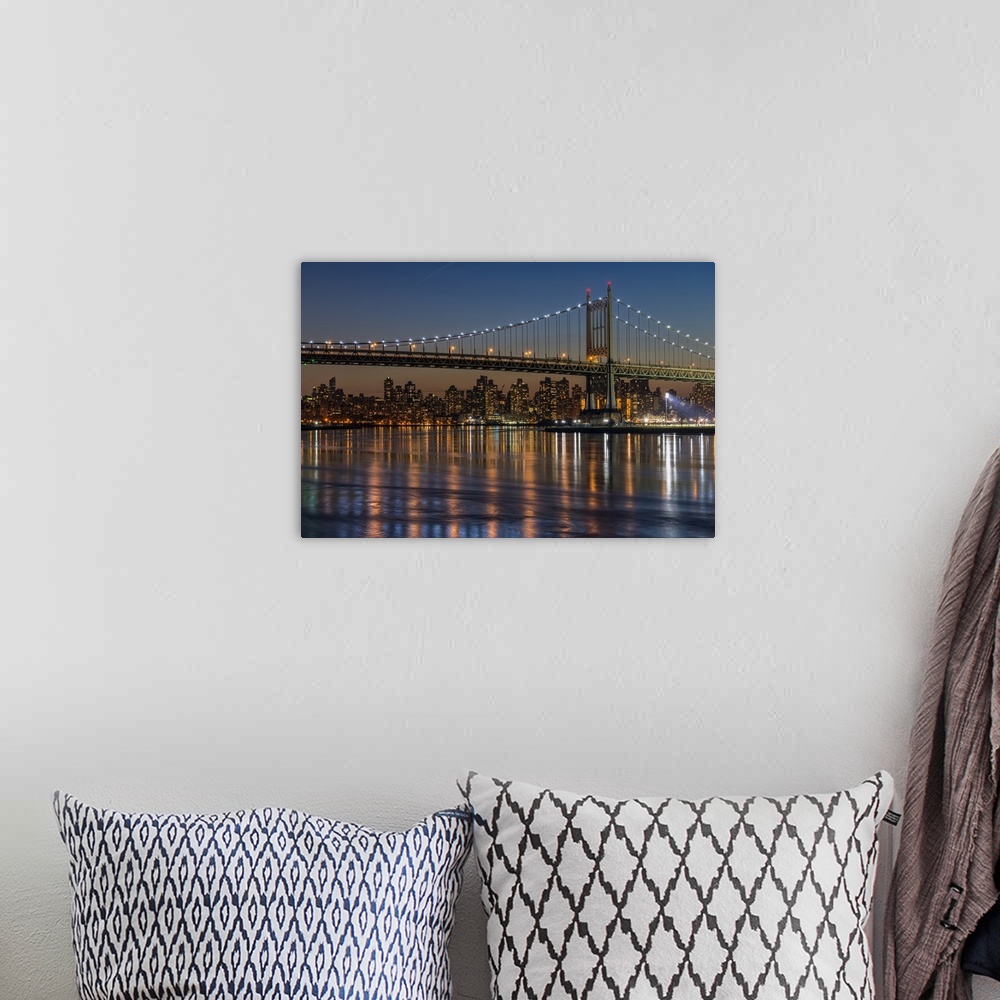 A bohemian room featuring Rfk Triboro Bridge At Twilight; New York City, New York, United States Of America