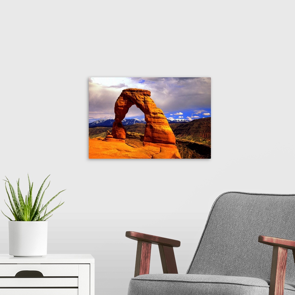 A modern room featuring Rock Arch At Sunset, Arches National Park, Moab, Utah