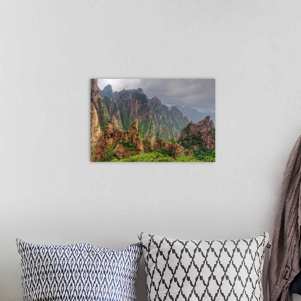 A bohemian room featuring Rocky Landscape, Huangshan, China