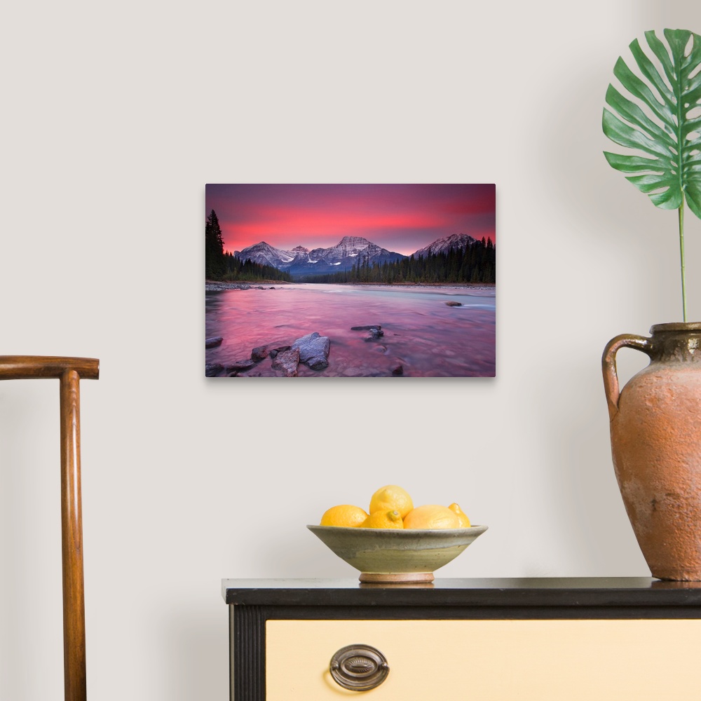 A traditional room featuring Rocky Mountains, Athabasca River, Jasper National Park, Jasper, Alberta, Canada