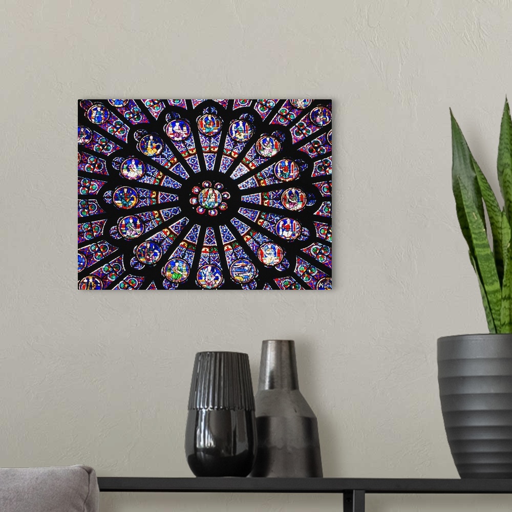 A modern room featuring Rose Window In The Notre Dame Cathedral