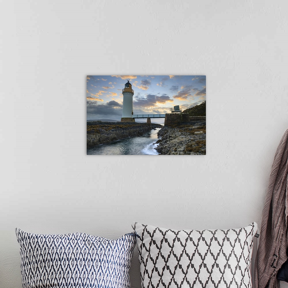 A bohemian room featuring Rubha nan Gall Lighthouse captured shortly after sunrise.