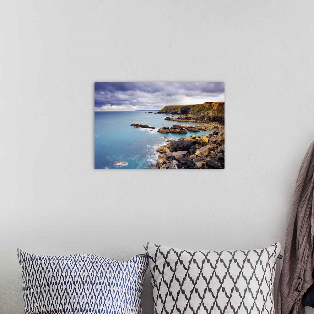 A bohemian room featuring Rugged Sea Cliffs, Godrevy Point, Cornwall, England