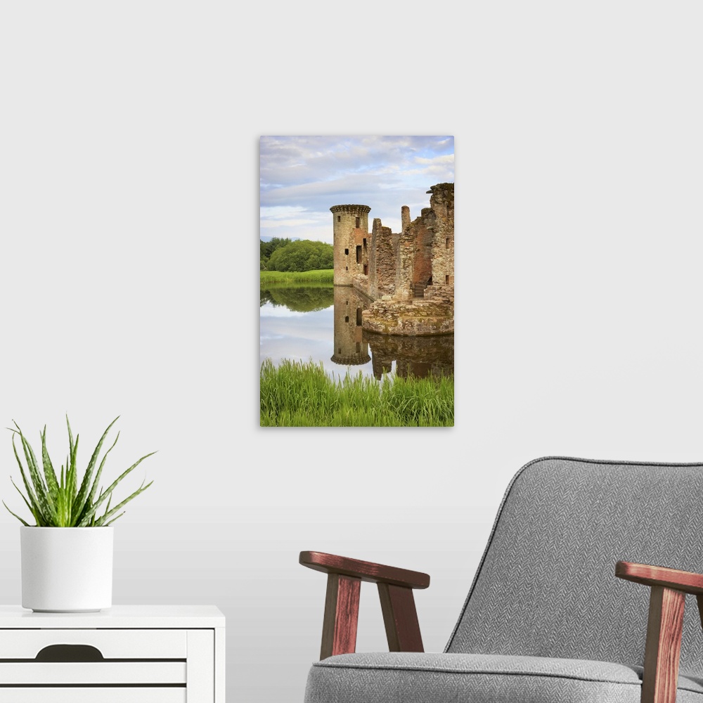 A modern room featuring Ruin of Caerlaverock Castle, Dumfries and Galloway, Scotland