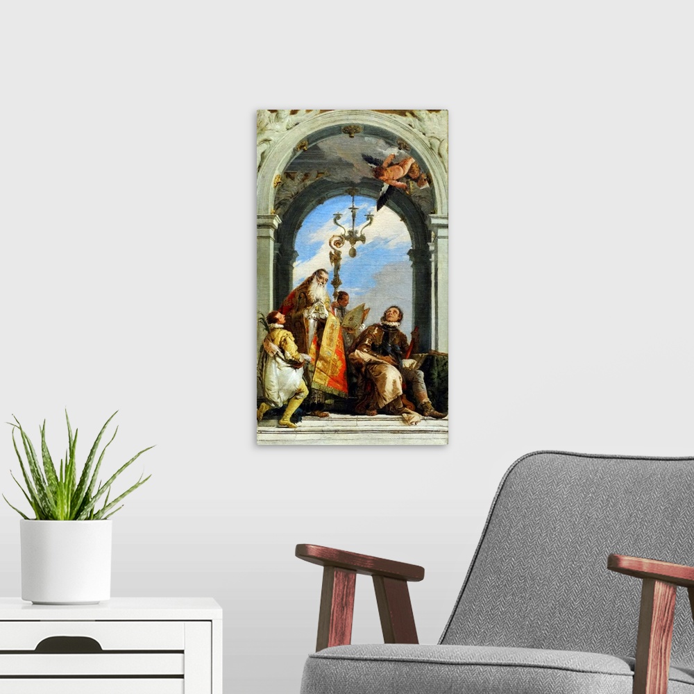 A modern room featuring Painting titled 'Saints Maximus and Oswald' by Giovanni Battista Tiepolo, an Italian painter and ...