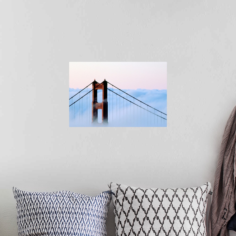 A bohemian room featuring San Francisco, Golden Gate Bridge, Morning Fog, California, USA
