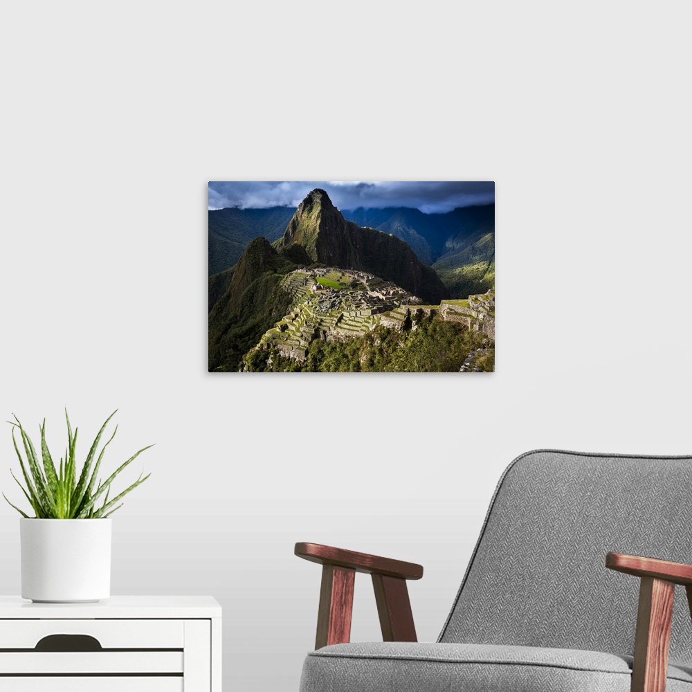 A modern room featuring Scenic overview of Machu Picchu, Peru