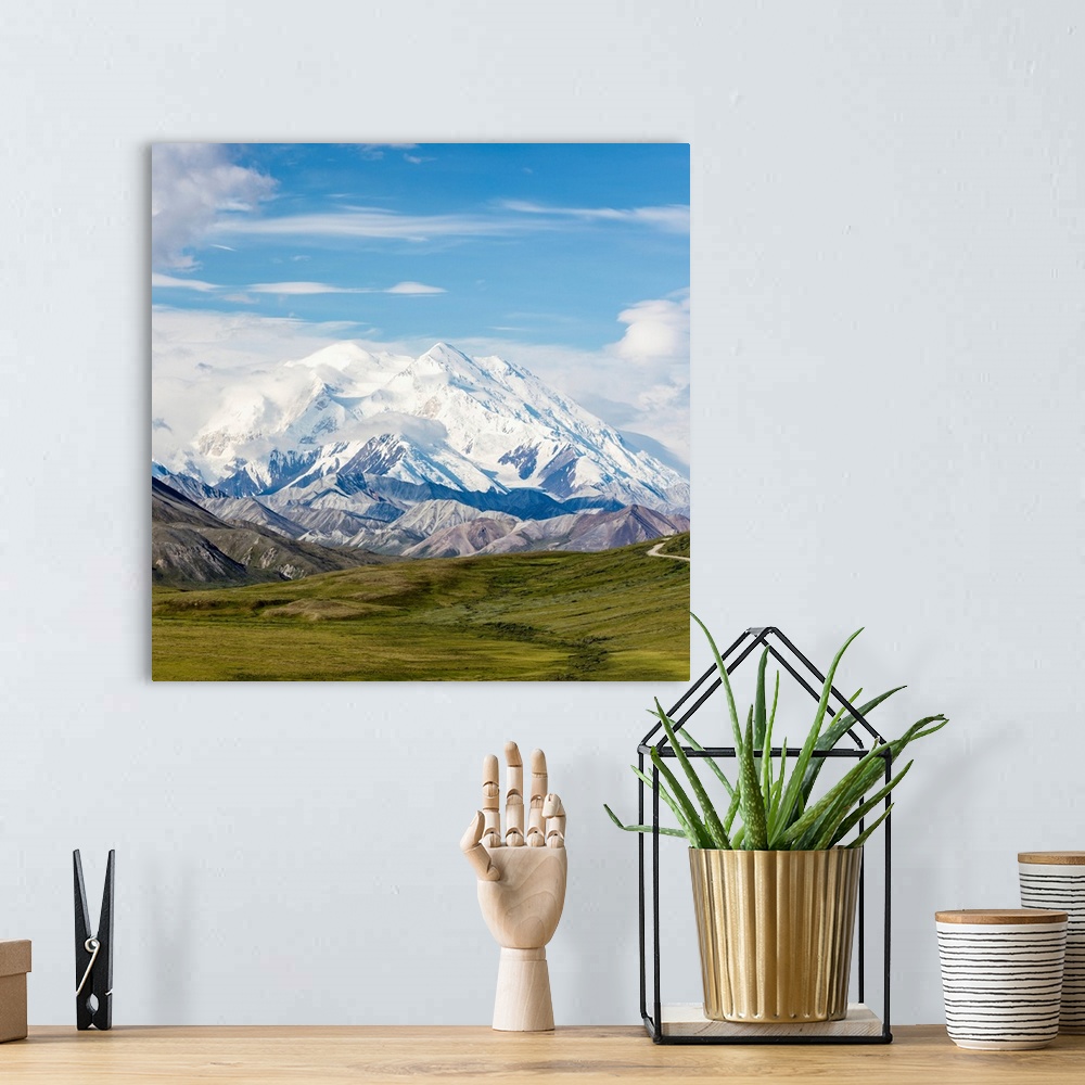 A bohemian room featuring Scenic view of Denali and Thorofare Pass as seen from Stony Hill, Denali National Park, Interior ...