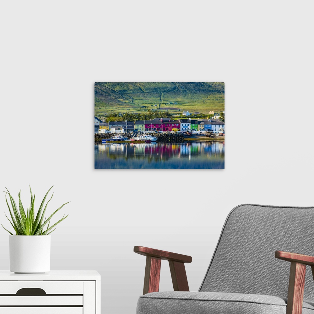A modern room featuring Scenic view of harbour and waterfront, Portmagee, along the Skellig Coast on the Ring of Kerry, C...