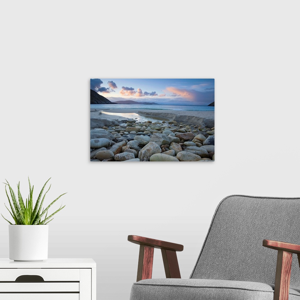 A modern room featuring Scenic View Of Keem Strand At Early Morning, Achill Island, County Mayo, Ireland