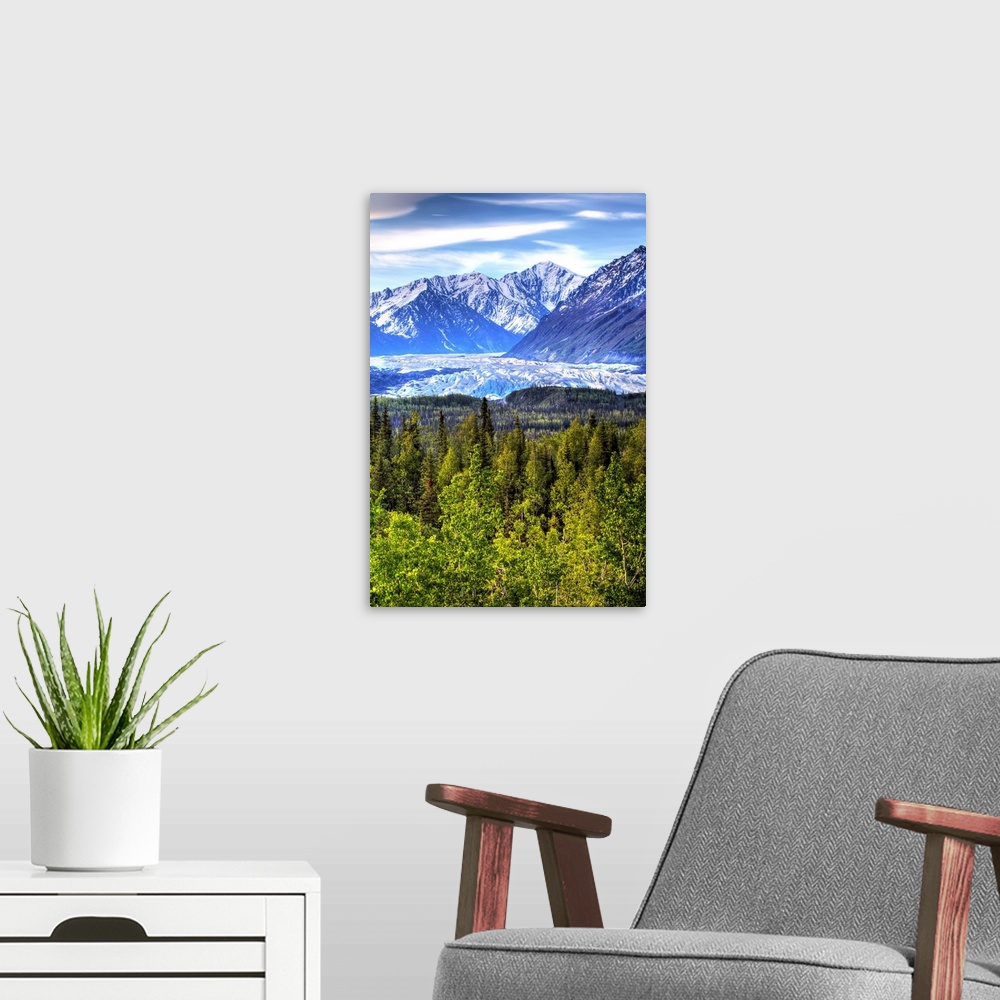 A modern room featuring Scenic view of Matanuska Glacier as seen from the Glenn Highway in Southcentral