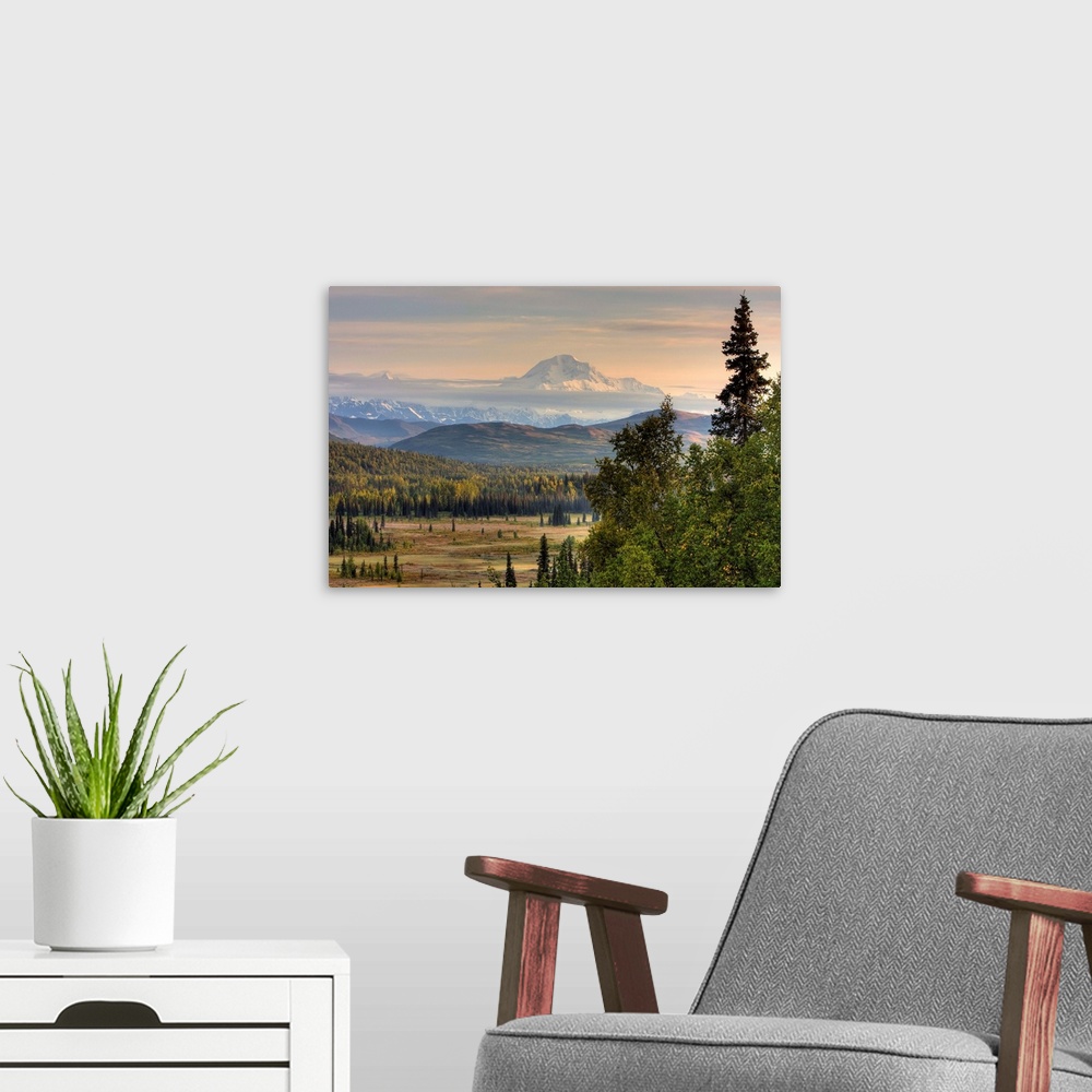 A modern room featuring Scenic view of Mount McKinley, Alaska