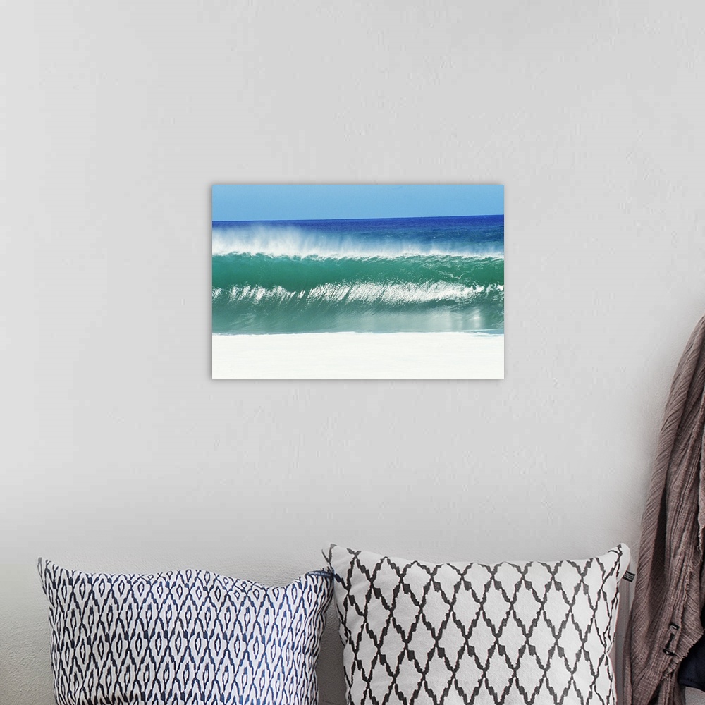 A bohemian room featuring Shimmery Shorebreak Wave With Silver Waters In Foreground