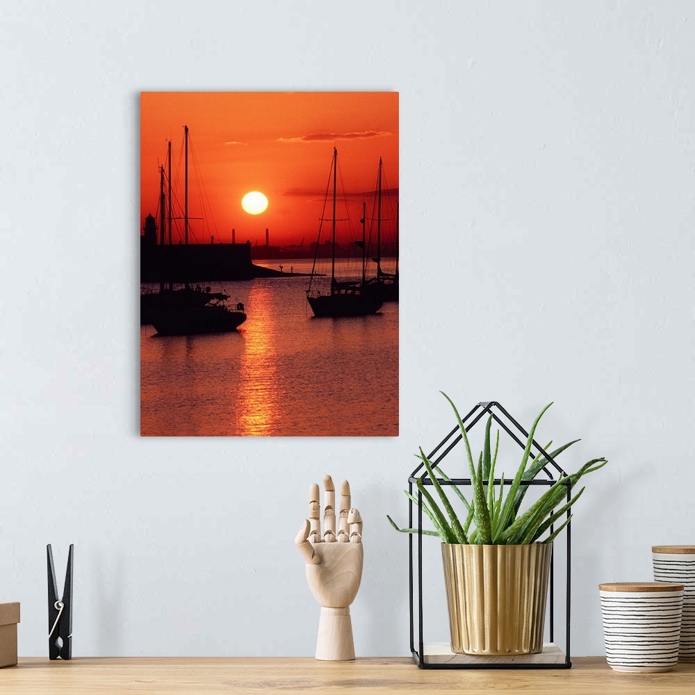 A bohemian room featuring Ships at Sunset, Dun Laoghaire Harbour, Co Dublin, Ireland