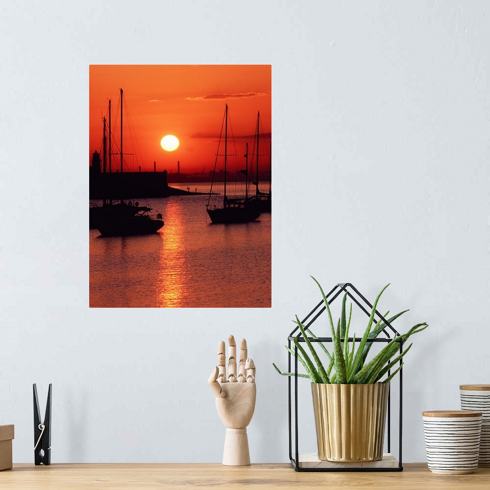 A bohemian room featuring Ships at Sunset, Dun Laoghaire Harbour, Co Dublin, Ireland