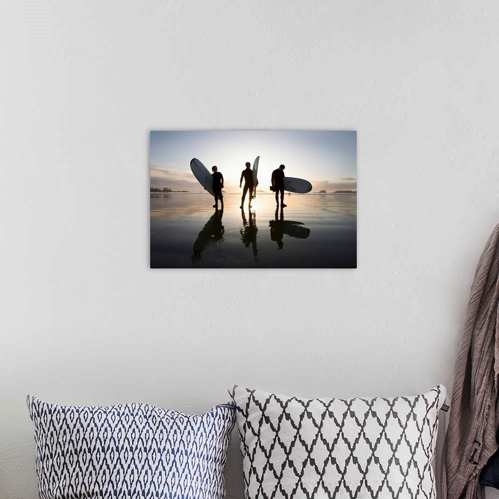 A bohemian room featuring Silhouette Of Surfers Carrying Surfboards, Chesterman Beach, Canada