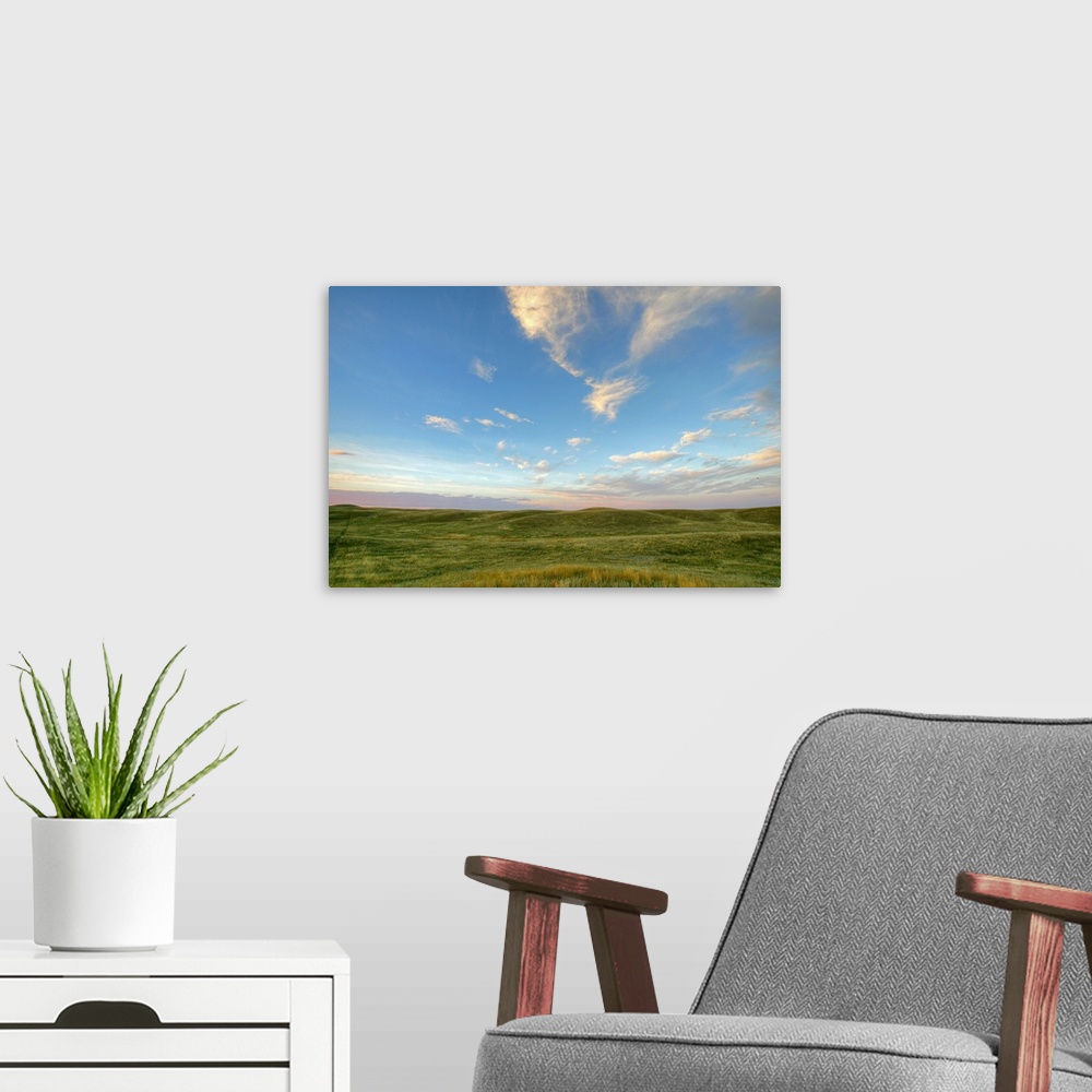 A modern room featuring Sky At Sunset, Grasslands National Park, Saskatchewan, Canada