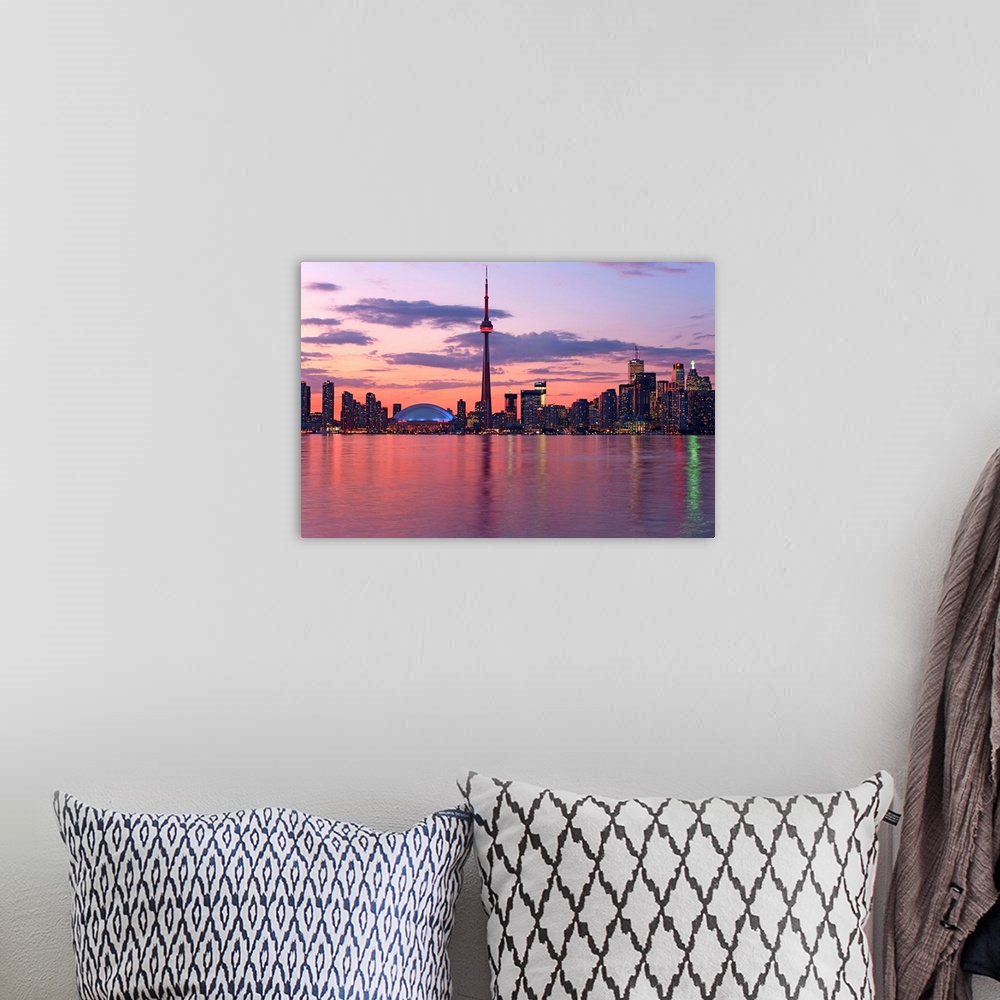 A bohemian room featuring Skyline At Dusk From Centre Island, Toronto, Ontario, Canada