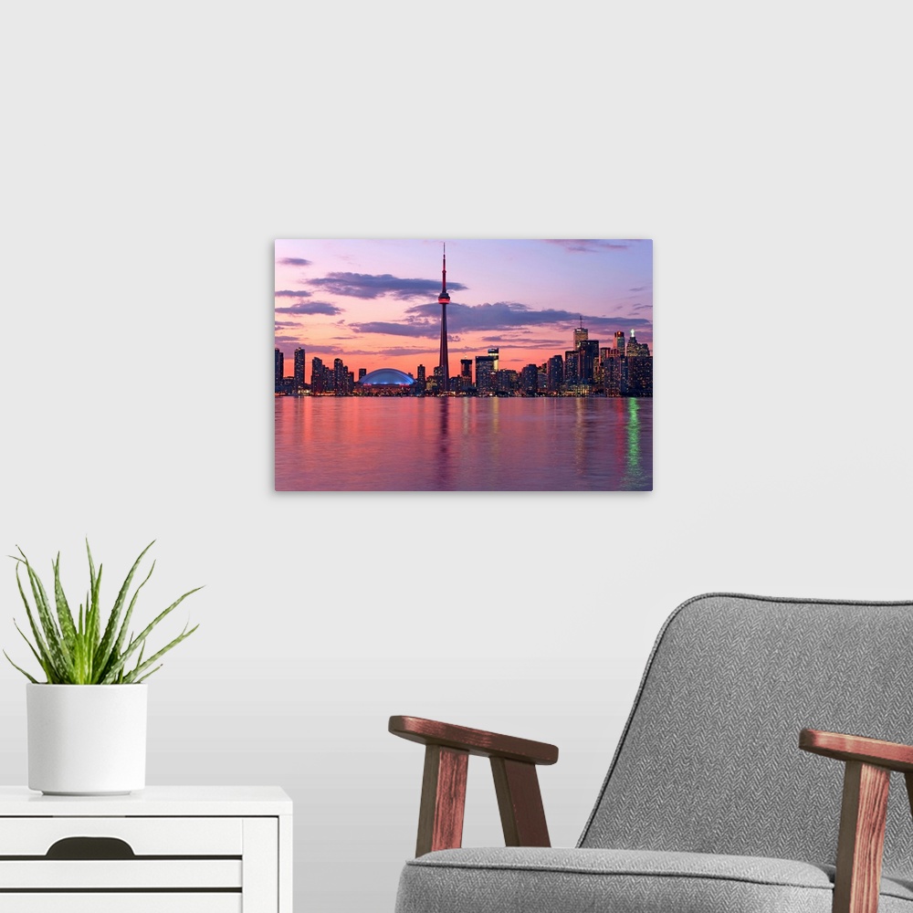 A modern room featuring Skyline At Dusk From Centre Island, Toronto, Ontario, Canada