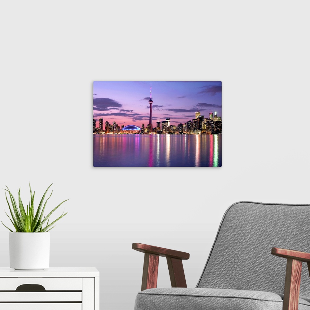 A modern room featuring Skyline At Night From Centre Island, Toronto, Ontario, Canada