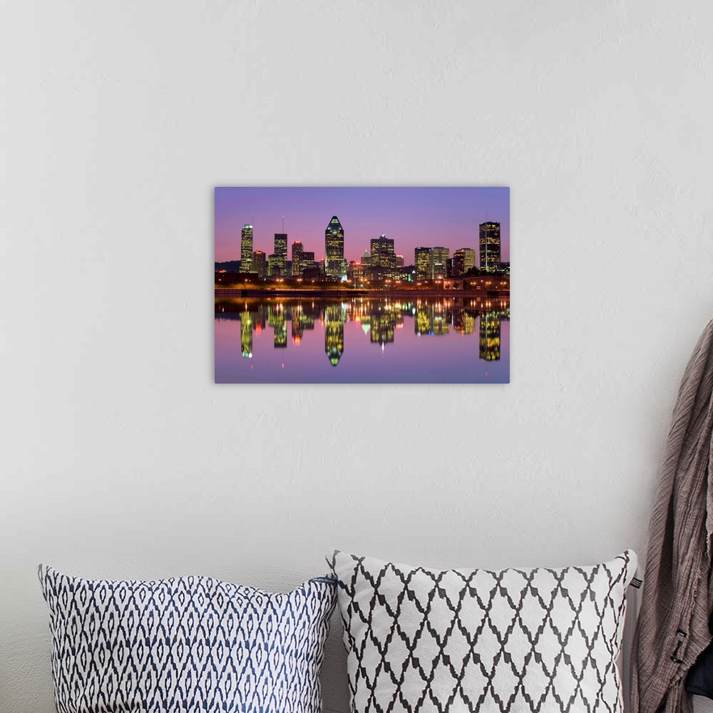 A bohemian room featuring Skyline At Twilight, Montreal, Quebec, Canada