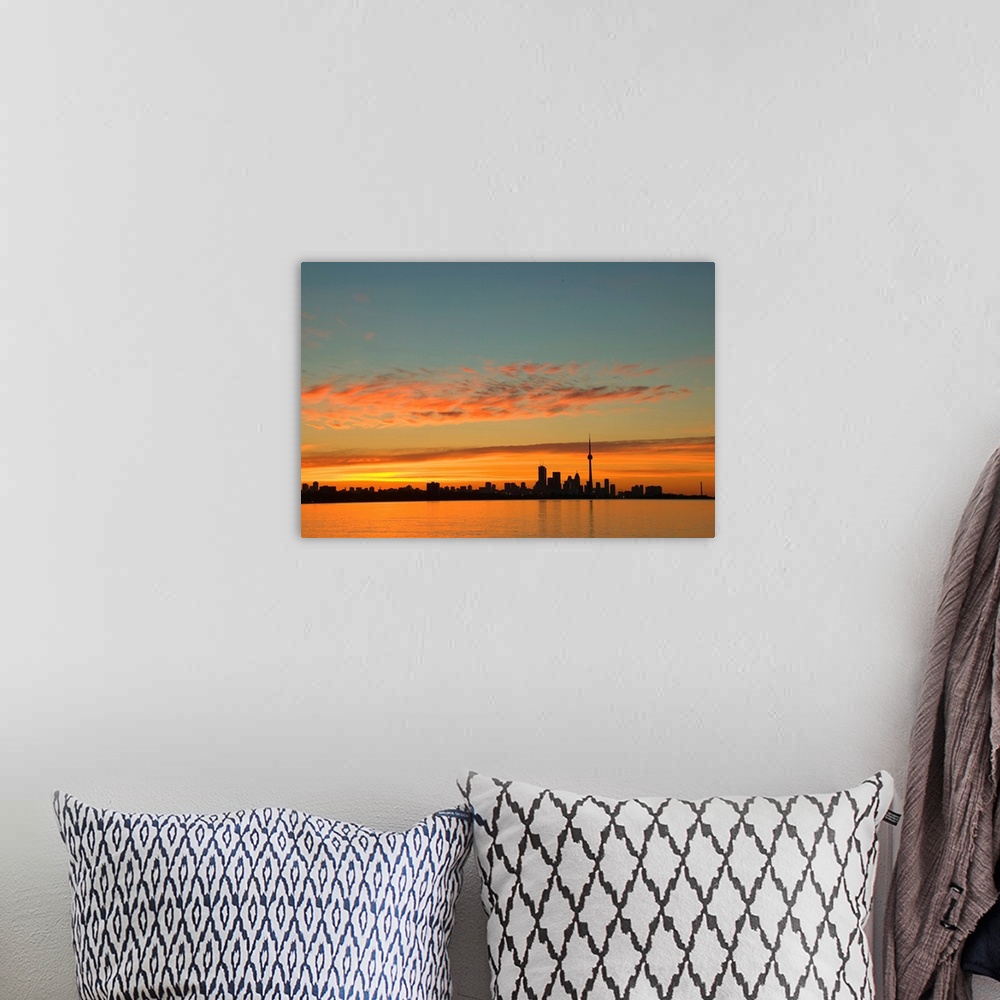 A bohemian room featuring Skyline Of Toronto Against A Beautiful Sunset