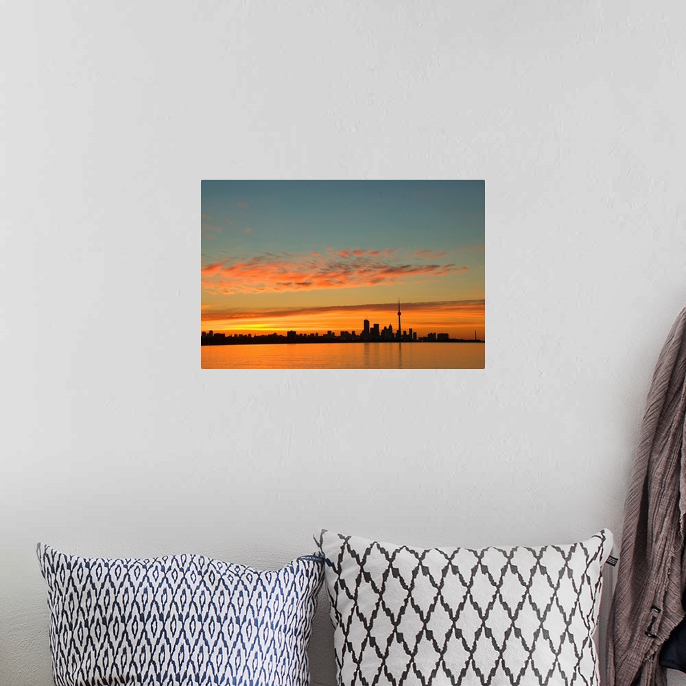 A bohemian room featuring Skyline Of Toronto Against A Beautiful Sunset