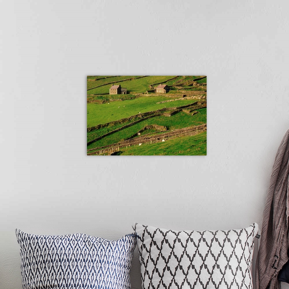 A bohemian room featuring Slea Head, Dingle Peninsula, County Kerry, Ireland; Aerial Of Farmscape