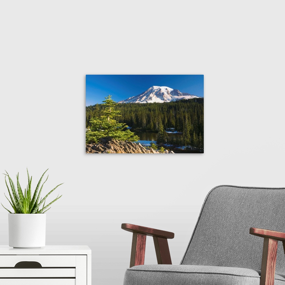 A modern room featuring Snow-Capped Mountain; Washington