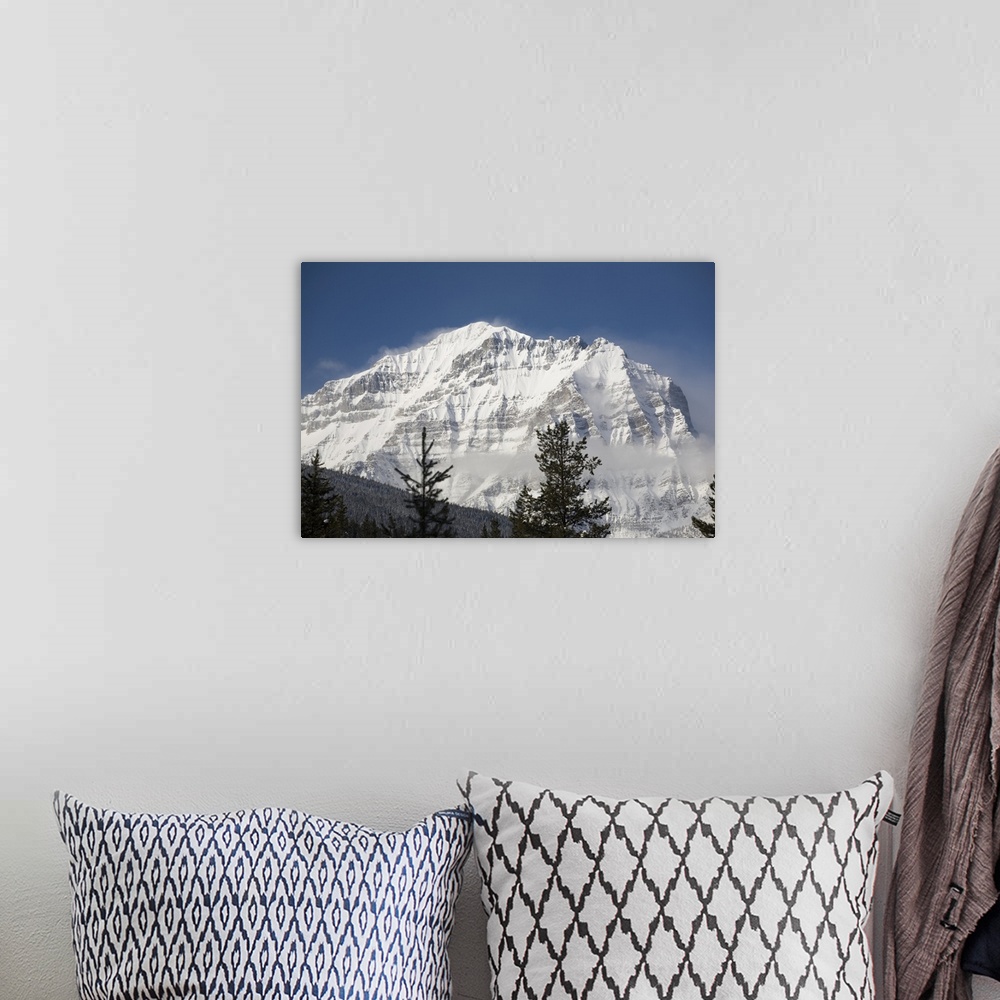 A bohemian room featuring Snow-Covered Mount Temple; Lake Louise, Alberta, Canada