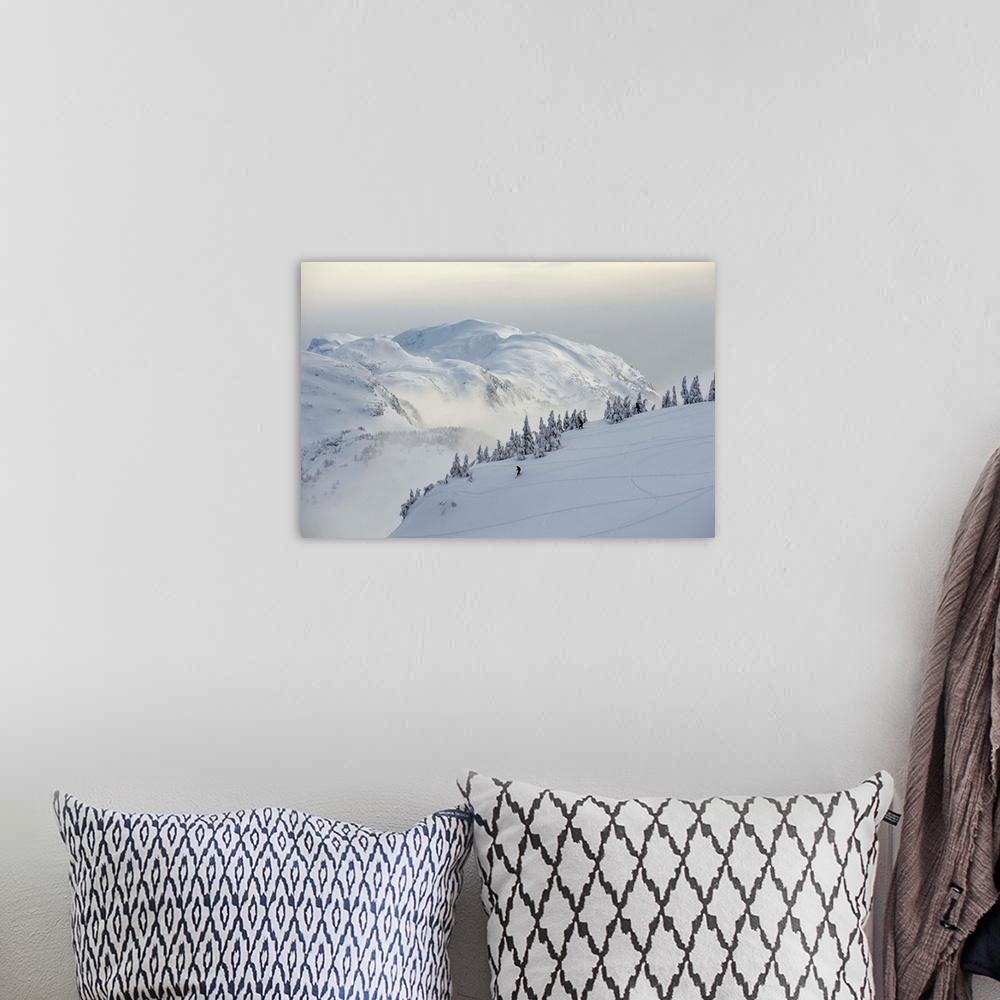 A bohemian room featuring Snowboarders And Skiers Enjoy The Fresh Snow, Juneau, Alaska