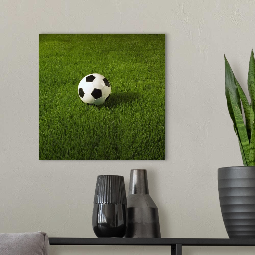 A modern room featuring Soccer Ball On Grass