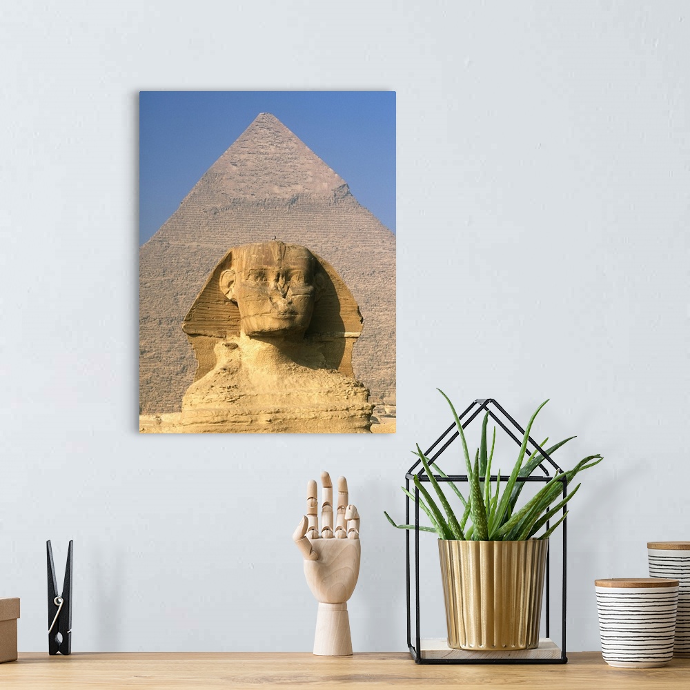 A bohemian room featuring Sphinx In Front Of Great Pyramid Of Chephren; Giza, Egypt