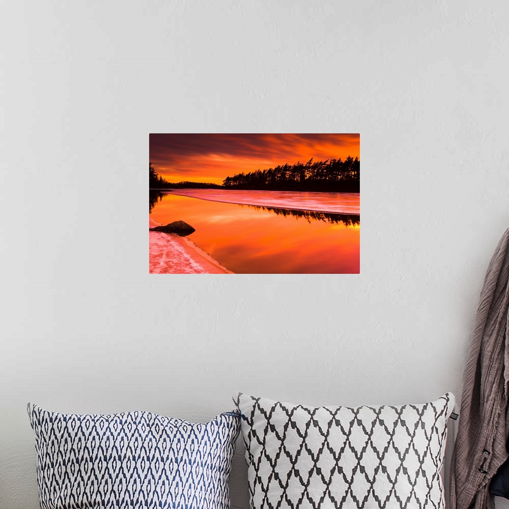 A bohemian room featuring Spring Thaw Sunset, Rocky Lake, Nova Scotia, Canada