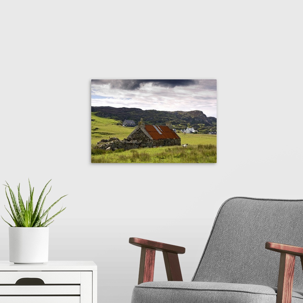 A modern room featuring Stone Farmhouse And Surrounding Field, Isle Of Colonsay, Scotland
