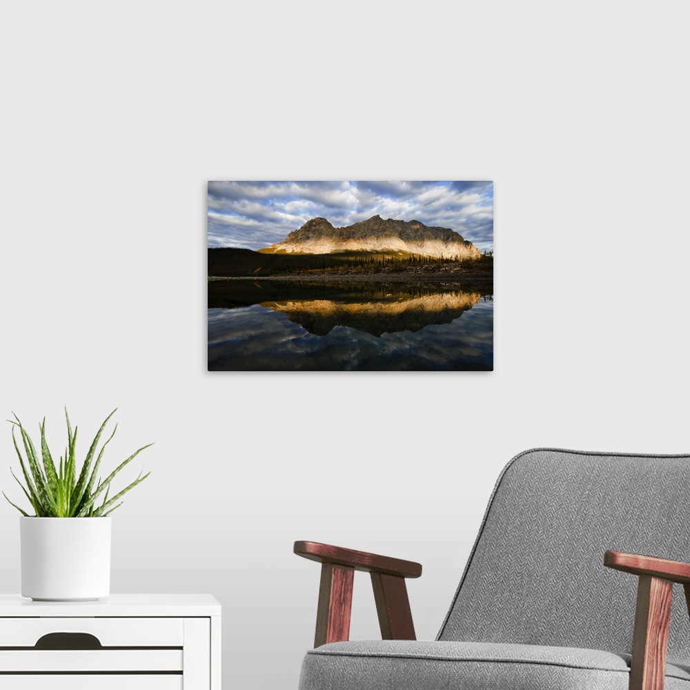 A modern room featuring Late Afternoon Light On Sukakpak Mountain In The Brooks Range With A River In The Foreground Near...