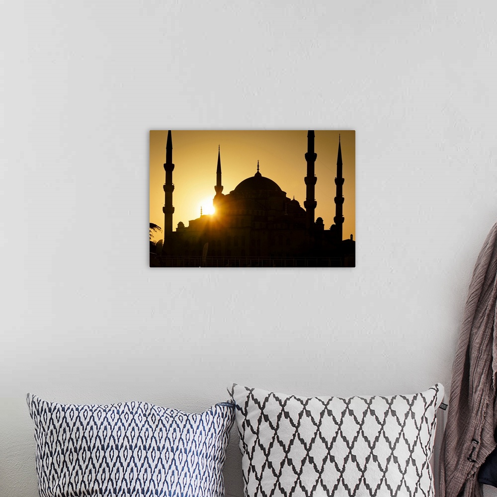 A bohemian room featuring Sun Setting Behind Blue Mosque, Istanbul, Turkey