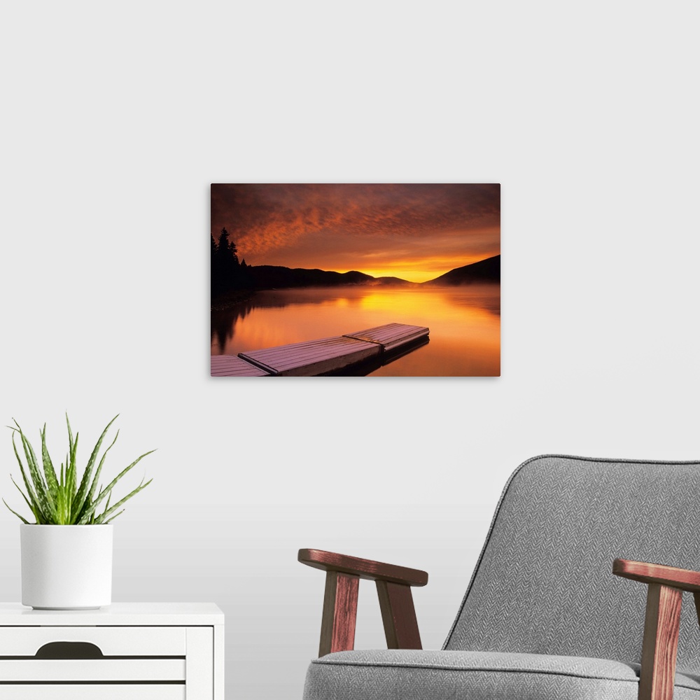 A modern room featuring Sunrise On Nictau Lake, New Brunswick, Canada
