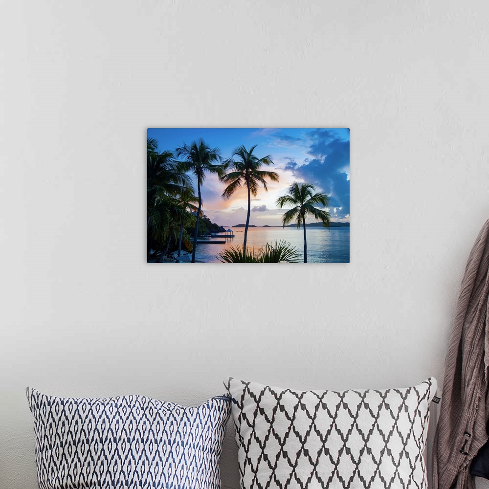A bohemian room featuring Sunset And Palm Trees On The Caribbean Island Of Saint Thomas, Virgin Islands
