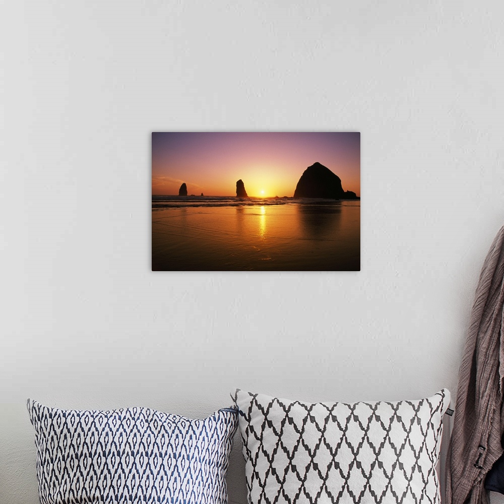 A bohemian room featuring Sunset At Cannon Beach, Oregon Coast, Oregon, USA