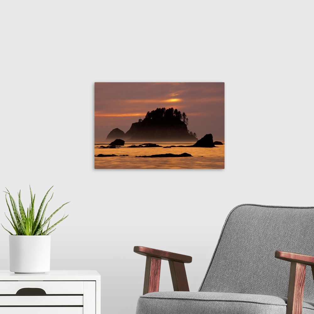 A modern room featuring Sunset At Olympic National Park, Cape Alava, Washington State