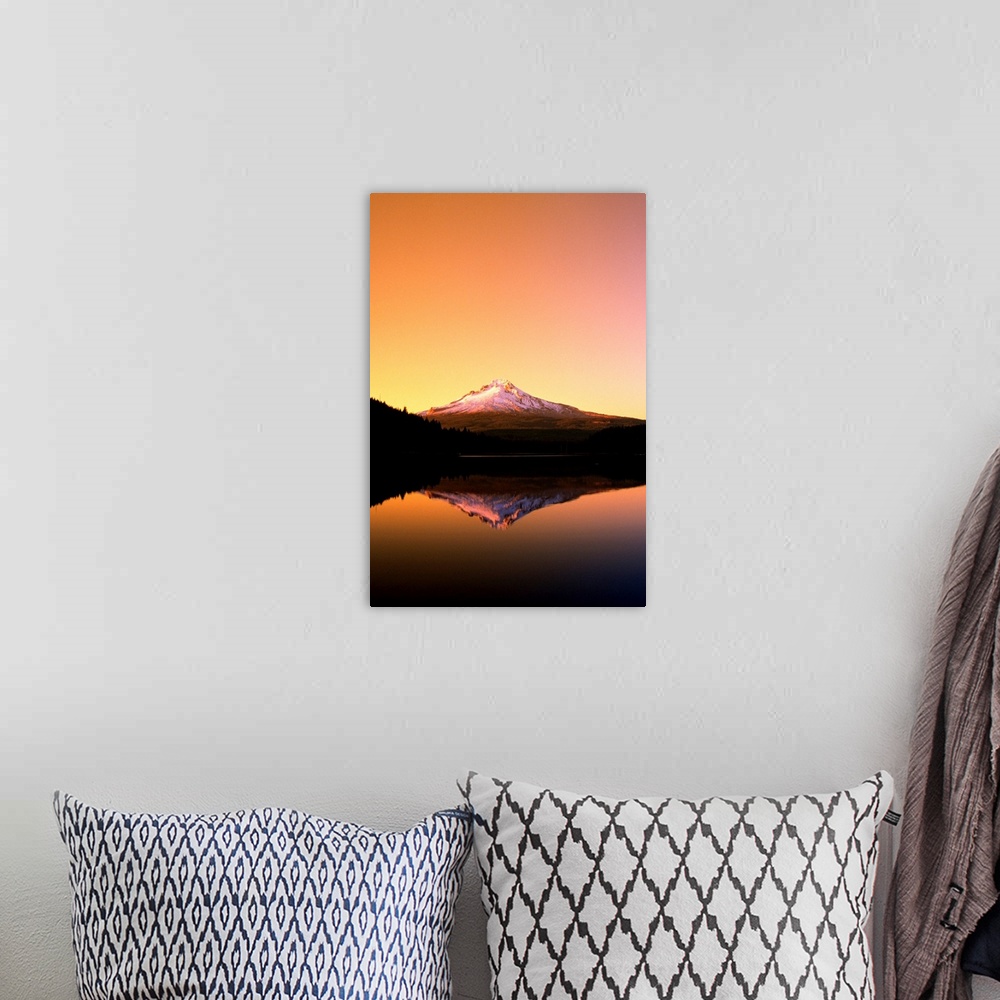 A bohemian room featuring Sunset At Trillium Lake, Mt. Hood, Oregon, Usa