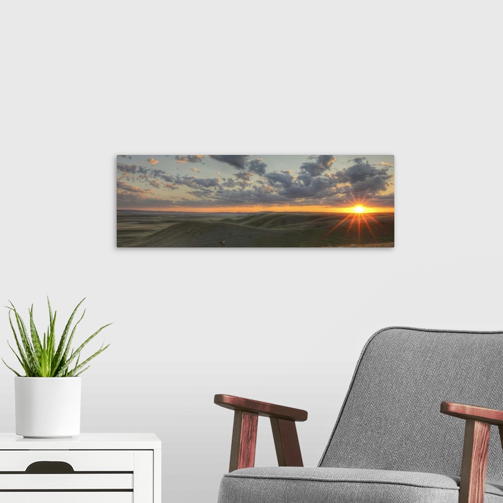 A modern room featuring Sunset In Grasslands National Park, Saskatchewan
