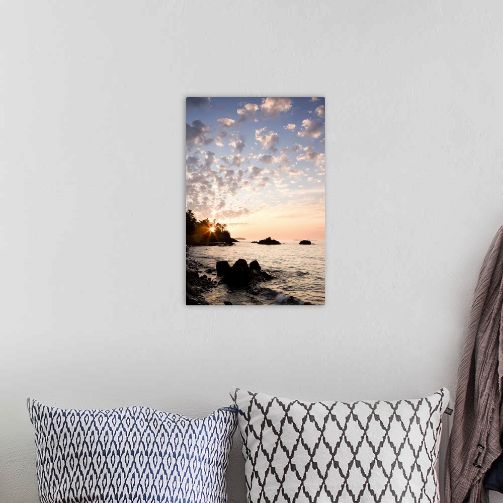 A bohemian room featuring Sunset On The South Shores Of Lake Superior; Michigan, United States Of America