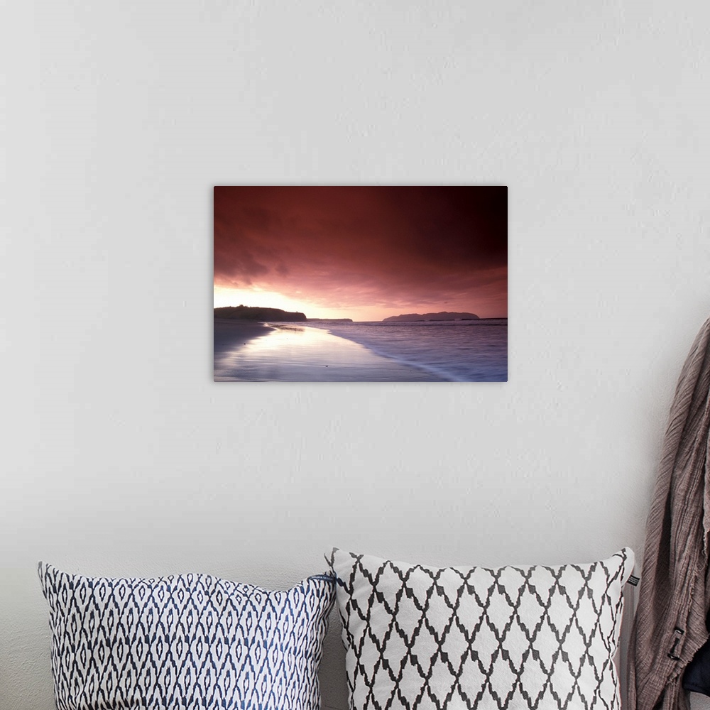 A bohemian room featuring Sunset Over Beach at Pasagshak Bay Kodiak Island