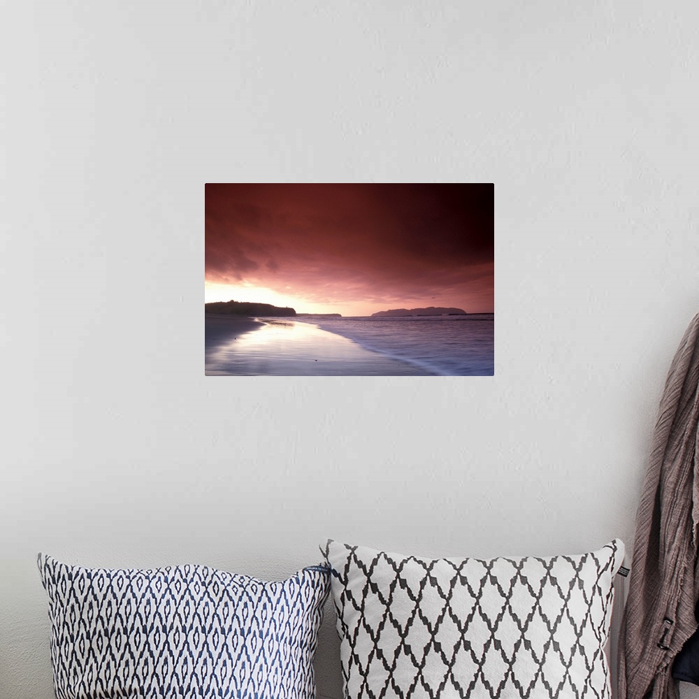 A bohemian room featuring Sunset Over Beach at Pasagshak Bay Kodiak Island