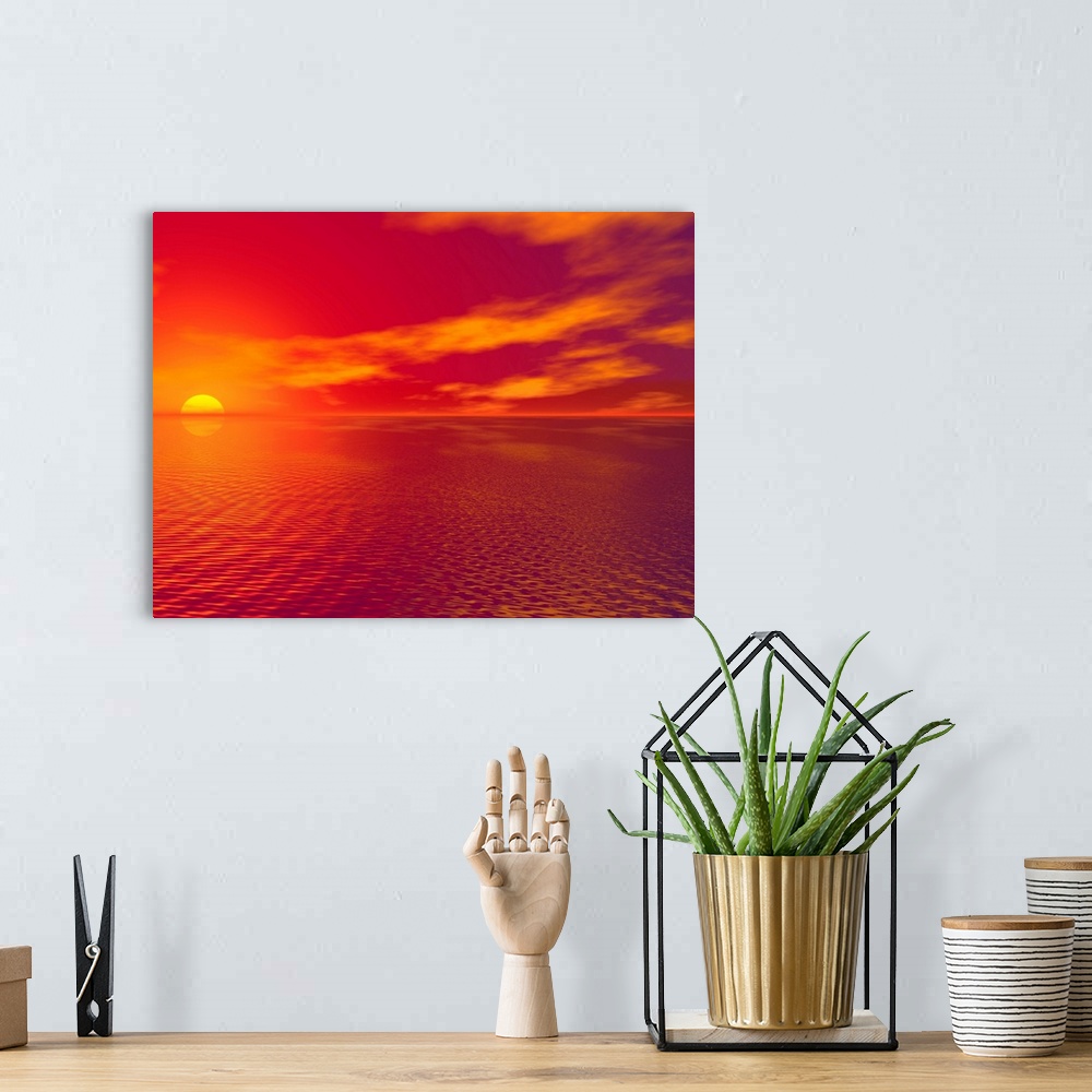 A bohemian room featuring Sunset Over The Water