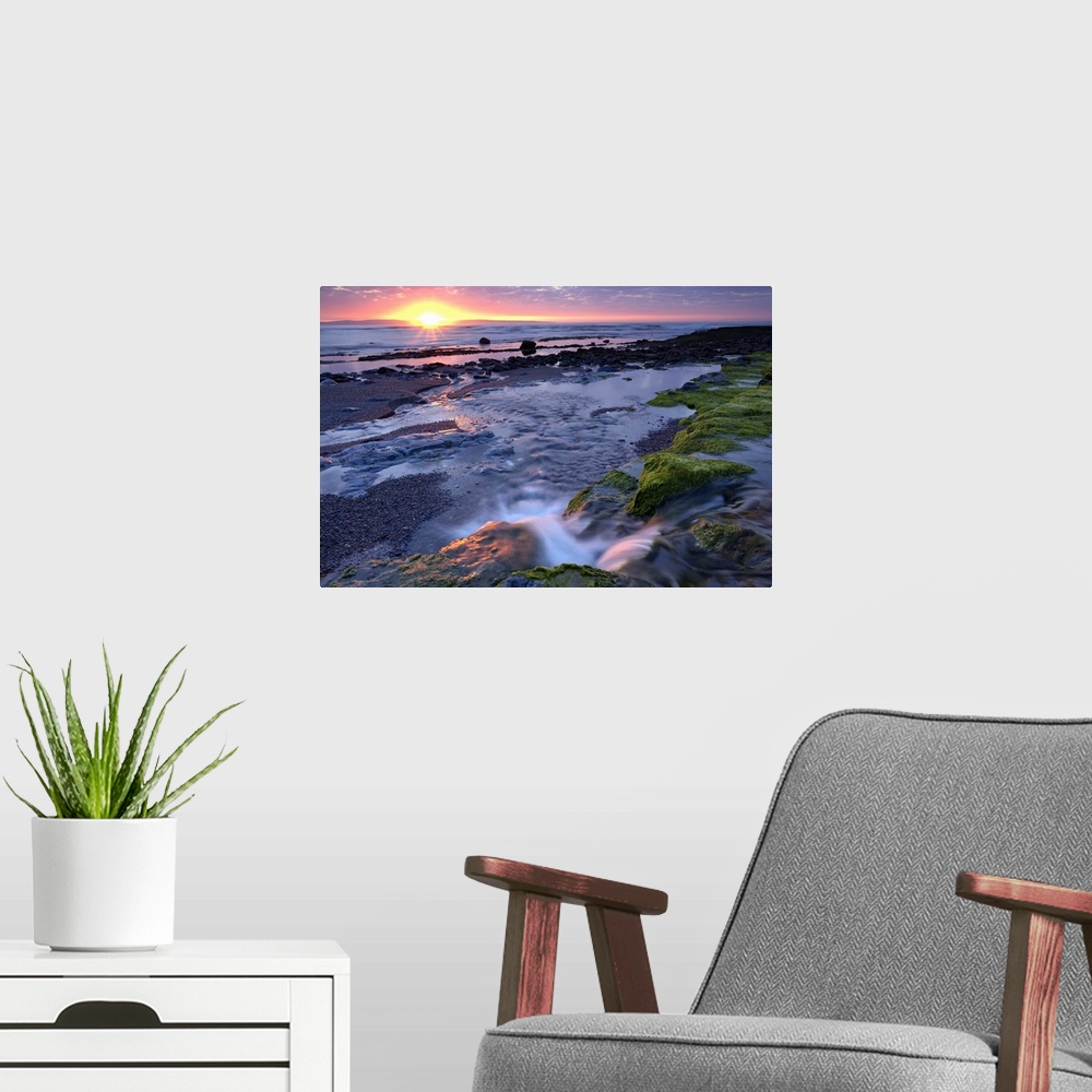 A modern room featuring Sunset Over Water, Killala Bay, County Sligo, Ireland