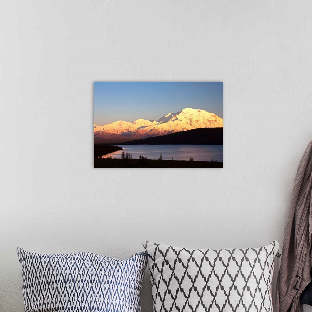 A bohemian room featuring Sunset scenic over Wonder Lake and Mt. McKinley, Denali National Park, Interior, Alaska